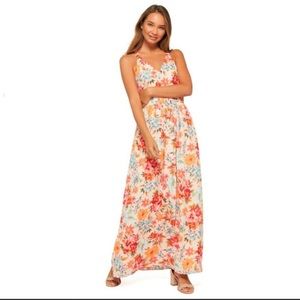 GAP pastel pink floral cross back maxi dress 16